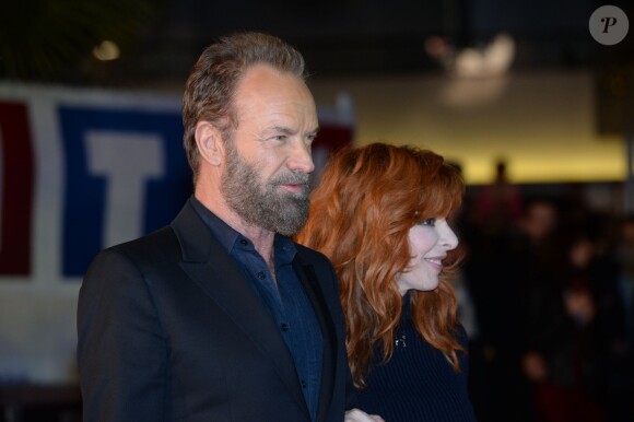 Mylène Farmer et Sting, à leur arrivée à la 17e cérémonie des NRJ Music Awards 2015 au Palais des Festivals à Cannes, le 7 novembre 2015.