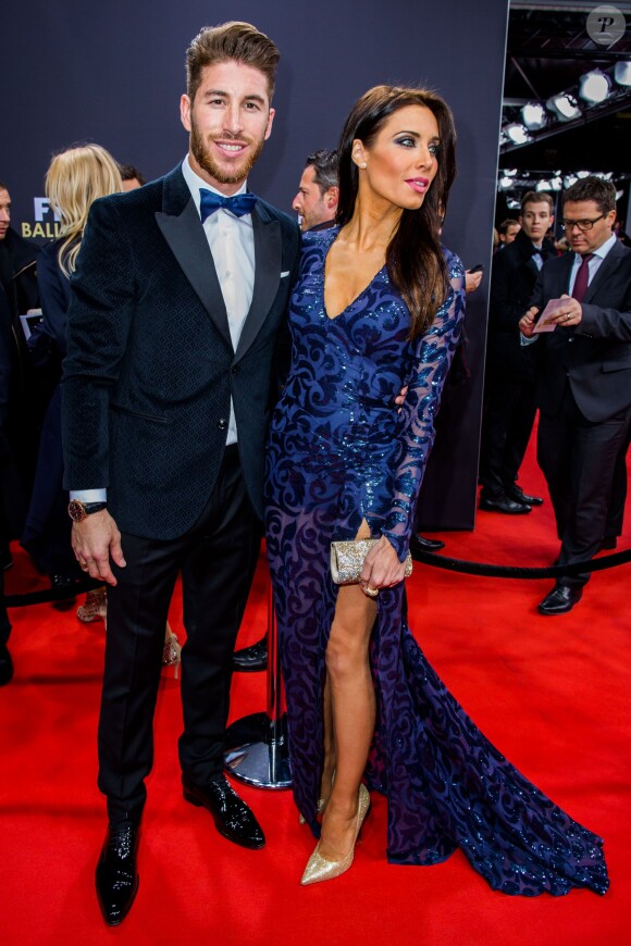 Sergio Ramos et sa compagne Pilar Rubio au gala FIFA Ballon d'Or 2014 à Zurich, le 12 janvier 2015