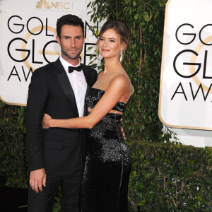 Adam Levine et sa femme Behati Prinsloo - 72ème cérémonie annuelle des Golden Globe Awards à Beverly Hills. Le 11 janvier 2015