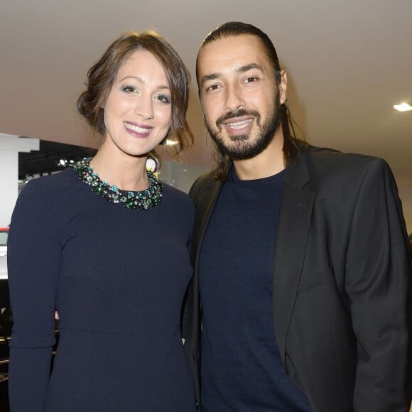 Moundir et sa femme Inès - People à la soirée Orange lors du Mondial de l'Automobile 2014 au Parc des Expositions de la porte de Versailles à Paris, le 2 octobre 2014.