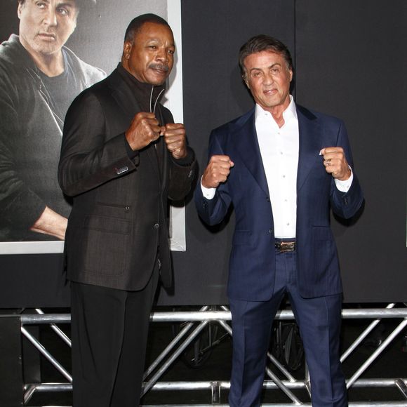 Carl Weathers, Sylvester Stallone à la première de Creed au théâtre Regency Village à Westwood, le 19 novembre 2015.