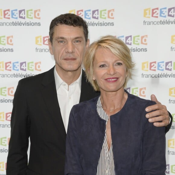 Marc Lavoine, Sophie Davant - Conférence de presse du Téléthon 2015, à France Télévisions à Paris le 4 novembre 2015. Le Téléthon 2015 aura lieu le 4 et le 5 décembre et le parrain de cette édition sera Marc Lavoine. © Coadic Guirec / Bestimage