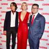 Le photographe Michaelangelo di Battista, Kate Hudson et Bob Kunze-Concewitz (Groupe Campari CEO) à la soirée de lancement du calendrier Campari 2016 au Standard Hotel de New York, le 18 novembre 2015