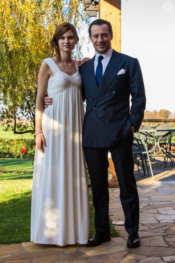 Mariage de Stefano Accorsi (44 ans) et Bianca Vitali (24 ans) à Val Tidone, Plaisance, Italie, le 23 novembre 2015.