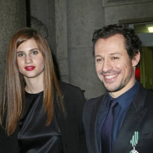 Stefano Accorsi et sa compagne Bianca Vitali - Stefano Accorsi (ancien compagnon de Laetitia Casta) est decoré des insignes de chevalier de l'ordre des Arts et des Lettres à l'ambassade de France à Rome le 21 janvier 2014.