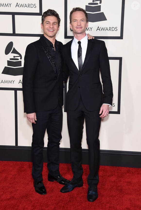 Neil Patrick Harris et son mari David Burtka - 57e soirée annuelle des Grammy Awards au Staples Center à Los Angeles, le 8 février 2015.