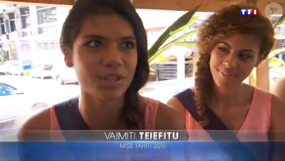Vaimiti Teiefitu (Miss Tahiti 2015), à Tahiti, dans un reportage diffusé dans le JT de 13 heures de Jean-Pierre Pernaut, le jeudi 26 novembre 2015.