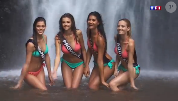 Les Miss candidates au titre de Miss France 2016, en séance photo à Tahiti, dans un reportage diffusé dans le JT de 13 heures de Jean-Pierre Pernaut, le jeudi 26 novembre 2015.