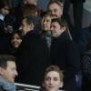 Nicolas Sarkozy, Anne Hidalgo (maire de Paris), Michèle Laroque, son compagnon François Baroin, Manuel Valls - Personnalités lors du match de football Paris Saint-Germain (PSG) -Troyes au Parc des Princes à Paris, le 28 novembre 2015.
