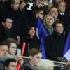Manuel Valls, Anne Hidalgo (maire de Paris), Michèle Laroque, son compagnon François Baroin - Personnalités lors du match de football Paris Saint-Germain (PSG) -Troyes au Parc des Princes à Paris, le 28 novembre 2015.