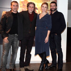 Exclusif - L'actrice et productrice Julie Gayet présente, en avant-première, son film "La fille du patron", en compagnie des membres de son équipe - Olivier Loustau, Stéphane Rideau et Pierre Berriau - au cinéma "Le Select" de Saint-Jean-de-Luz.