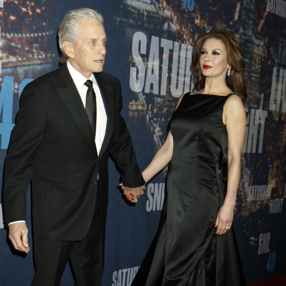 Catherine Zeta-Jones et son mari Michael Douglas - Gala d'anniversaire des 40 ans de Saturday Night Live (SNL) à New York, le 15 février 2015.