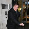 Quentin Tarantino quitte les studios de la BBC Radio à Londres le 11 décembre 2015.