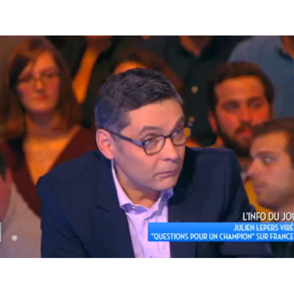 Thierry Moreau révèle le casting 100% féminin pour remplacer Julien Lepers dans Questions pour un champion, dans TPMP, sur D8, le 14/12/15