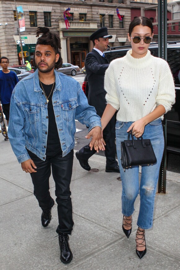 The Weeknd et Bella Hadid à New York, le 9 octobre 2015.