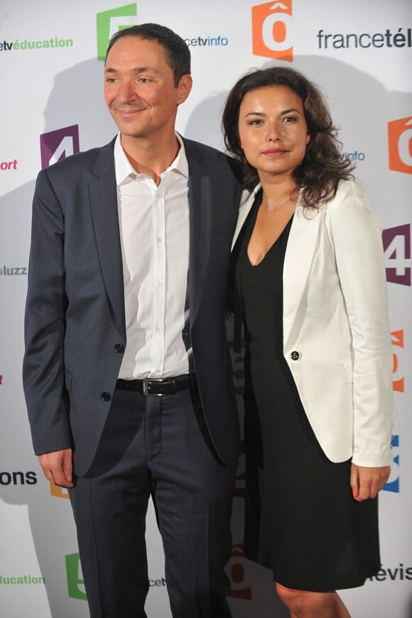Philippe Verdier et Anais Baydemir - Conférence de presse de rentrée de France Télévisions au Palais de Tokyo à Paris, le 26 août 2014.