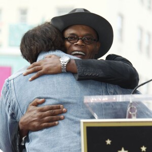 Quentin Tarantino, Samuel L. Jackson - Quentin Tarantino reçoit son étoile sur le Walk of Fame à Hollywood le 21 décembre 2015.