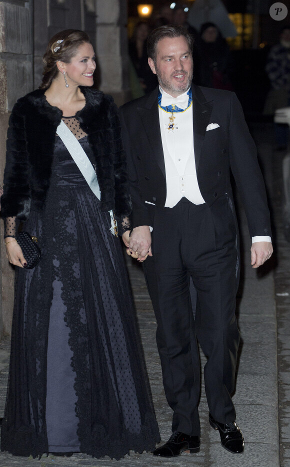 La princesse Madeleine de Suède et son mari Christopher O'Neill au gala de fin d'année de l'Académie suédoise à Stockholm le 20 décembre 2015