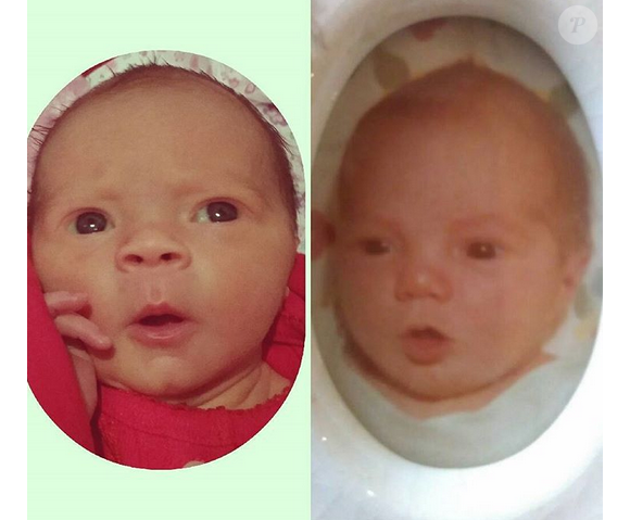 Coco Austin s'est amusée de la ressemblance entre elle et sa fille quelques semaines après sa naissance / Photo postée sur Instagram, le 17 décembre 2015.