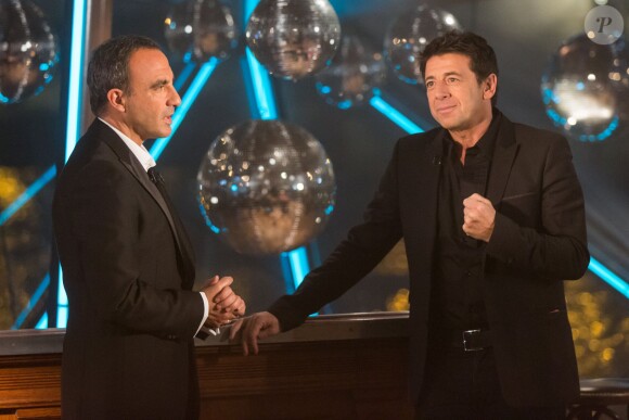 Exclusif - Nikos Aliagas et Patrick Bruel - Tournage de l'émission "Toute la musique qu'on aime" sur le bateau Jean Bruel à Paris le 14 décembre 2015. L'émission sera diffusée le 31 décembre sur TF1 en 3ème partie de soirée à partir de 00h30. © Cyril Moreau / Bestimage (no web - No Blog pour suisse et Belgique)14/12/2015 - Paris