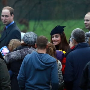 Le prince William et Kate Middleton après la messe dominicale en l'église St. Mary Magdalene à Sandringham le 28 décembre 2015