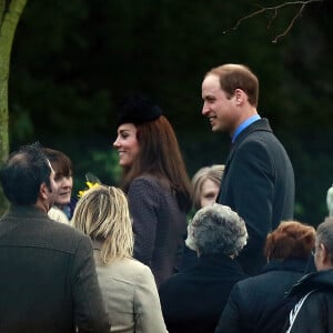 Le prince William et Kate Middleton après la messe dominicale en l'église St. Mary Magdalene à Sandringham le 28 décembre 2015