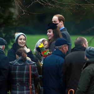 Le prince William et Kate Middleton après la messe dominicale en l'église St. Mary Magdalene à Sandringham le 28 décembre 2015