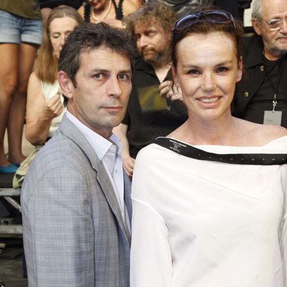 Claire Nebout et Frédéric Taddeï - Défilé Sonia Rykiel, prêt-à-porter printemps-été 2012. A Paris, le 1er octobre 2011.