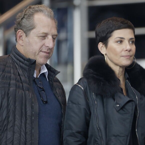 Cristina Cordula et son compagnon Frédéric Cassin - People au match Psg-Marseille au Parc des Princes à Paris le 4 octobre 2015.