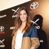 Sara Carbonero, enceinte, lors de la présentation de la Toyota Aygo by Lomba à l'espace Harley de Madrid le 2 décembre 2015