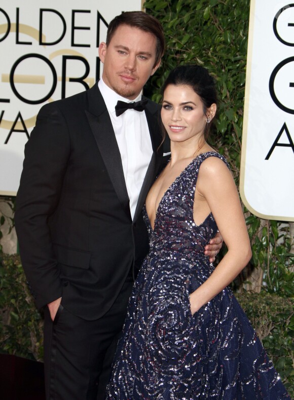 Channing Tatum (habillé en Dior Homme) et sa femme Jenna Dewan - La 73ème cérémonie annuelle des Golden Globe Awards à Beverly Hills, le 10 janvier 2016.
