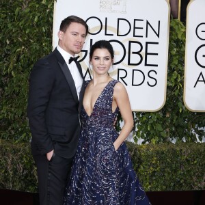 Channing Tatum (habillé en Dior Homme) et sa femme Jenna Dewan - La 73ème cérémonie annuelle des Golden Globe Awards à Beverly Hills, le 10 janvier 2016. © Olivier Borde/Bestimage