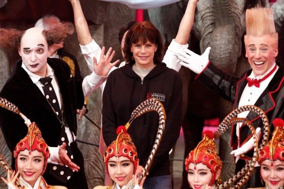 La princesse Stéphanie de Monaco, présidente de l'événement, participait le 12 janvier 2016 au lancement du 40e Festival international du cirque de Monte-Carlo, sous le chapiteau de Fontvieille, à l'avant-veille de la cérémonie d'ouverture. © Bruno Bébert / Bestimage