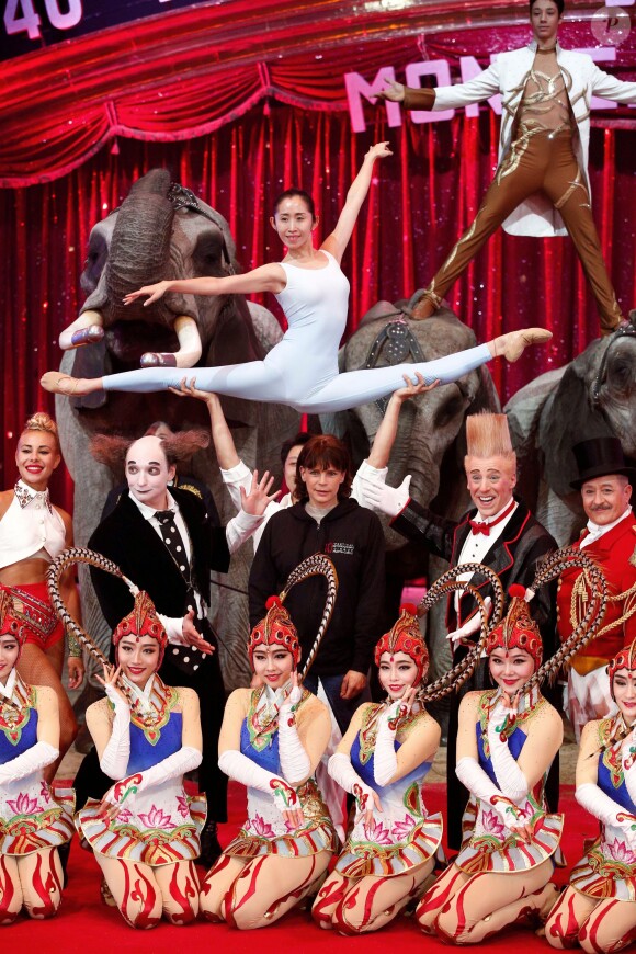 La princesse Stéphanie de Monaco, présidente de l'événement, participait le 12 janvier 2016 au lancement du 40e Festival international du cirque de Monte-Carlo, sous le chapiteau de Fontvieille, à l'avant-veille de la cérémonie d'ouverture. © Bruno Bébert / Bestimage