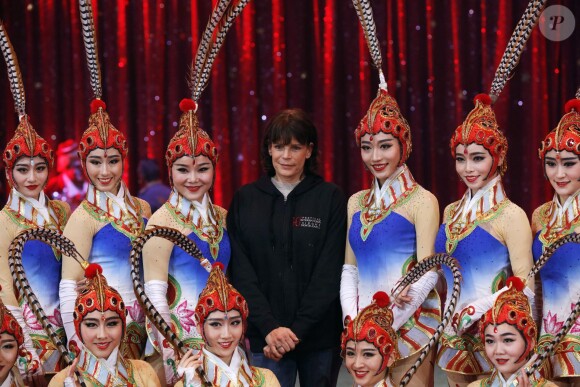 La princesse Stéphanie de Monaco, présidente de l'événement, participait le 12 janvier 2016 au lancement du 40e Festival international du cirque de Monte-Carlo, sous le chapiteau de Fontvieille, à l'avant-veille de la cérémonie d'ouverture. © Bruno Bébert / Bestimage