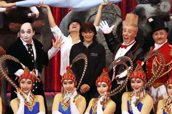 La princesse Stéphanie de Monaco, présidente de l'événement, participait le 12 janvier 2016 au lancement du 40e Festival international du cirque de Monte-Carlo, sous le chapiteau de Fontvieille, à l'avant-veille de la cérémonie d'ouverture. © Bruno Bébert / Bestimage