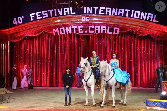 La princesse Stéphanie de Monaco, présidente de l'événement, participait le 12 janvier 2016 au lancement du 40e Festival international du cirque de Monte-Carlo, sous le chapiteau de Fontvieille, à l'avant-veille de la cérémonie d'ouverture. © Bruno Bébert / Bestimage