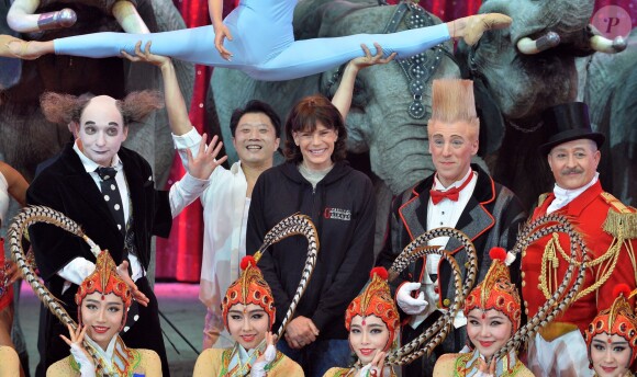 Image de la conférence de presse de lancement du 40e Festival international du cirque de Monte-Carlo, sous la présidence de la princesse Stéphanie de Monaco, le 12 janvier 2016 sous le chapiteau de Fontvieille. © BestImage/Michael Alesi