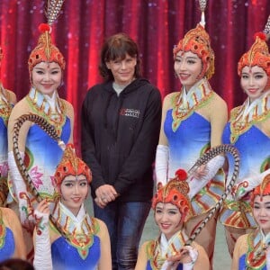 Image de la conférence de presse de lancement du 40e Festival international du cirque de Monte-Carlo, sous la présidence de la princesse Stéphanie de Monaco, le 12 janvier 2016 sous le chapiteau de Fontvieille. © BestImage/Michael Alesi