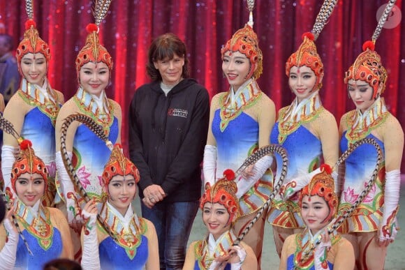 Image de la conférence de presse de lancement du 40e Festival international du cirque de Monte-Carlo, sous la présidence de la princesse Stéphanie de Monaco, le 12 janvier 2016 sous le chapiteau de Fontvieille. © BestImage/Michael Alesi