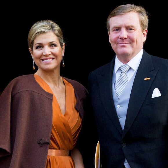 La reine Maxima et le roi Willem-Alexander des Pays-Bas lors de la réception du nouvel an pour le corps diplomatique au Palais à Amsterdam aux Pays-Bas le 13 janvier 2016.