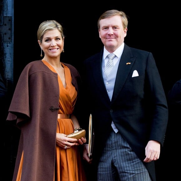 La reine Maxima et le roi Willem-Alexander des Pays-Bas lors de la réception du nouvel an pour le corps diplomatique au Palais à Amsterdam aux Pays-Bas le 13 janvier 2016.