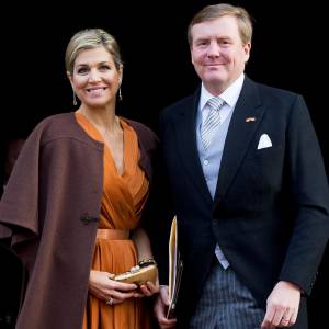 La reine Maxima et le roi Willem-Alexander des Pays-Bas lors de la réception du nouvel an pour le corps diplomatique au Palais à Amsterdam aux Pays-Bas le 13 janvier 2016.