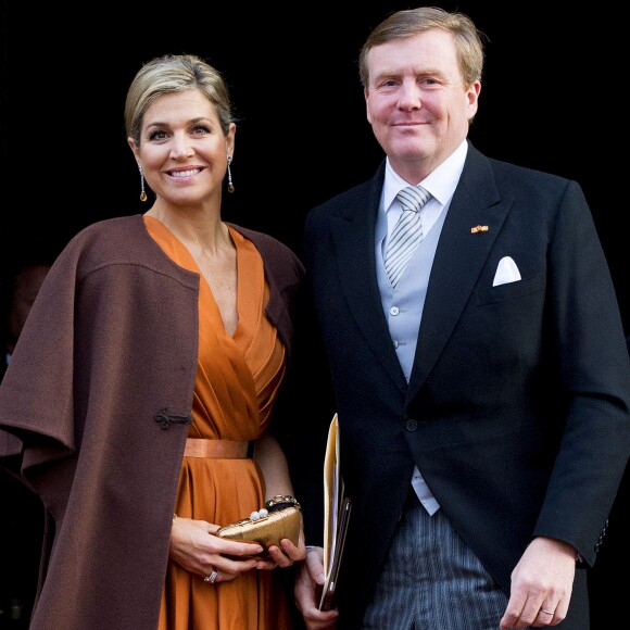 La reine Maxima et le roi Willem-Alexander des Pays-Bas lors de la réception du nouvel an pour le corps diplomatique au Palais à Amsterdam aux Pays-Bas le 13 janvier 2016.