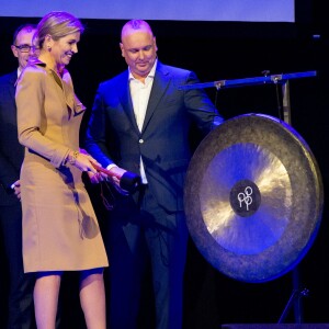 La reine Maxima des Pays-Bas à l'usine Van Nelle à Rotterdam le 13 janvier 2016 pour le lancement de la plate-forme NLGroeit.