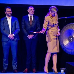 La reine Maxima des Pays-Bas à l'usine Van Nelle à Rotterdam le 13 janvier 2016 pour le lancement de la plate-forme NLGroeit.