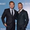 Leonardo DiCaprio et Tom Hardy à la première du film "The Revenant" à Londres le 14 janvier 2016.