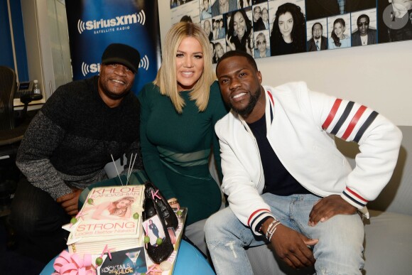 Khloe Kardashian et Kevin Hart dans les locaux de la radio Sirius XM, le 13 janvier 2016