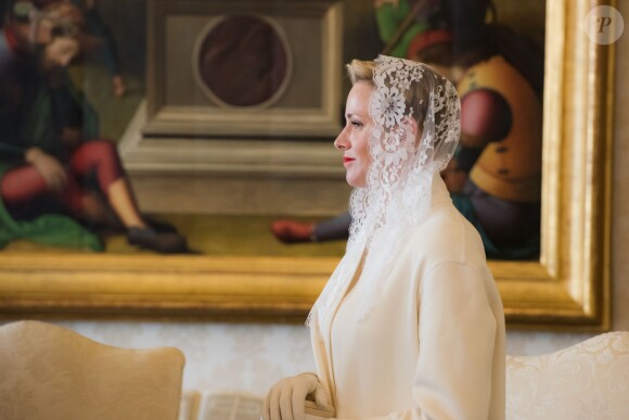 La princesse Charlene de Monaco lors de l'audience privée accordée par le pape François le 18 janvier 2016 au Vatican. © Pool restreint Monaco/Gaëtan Luci/Palais Princier/BestImage