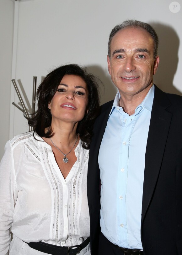 Exclusif - Jean-François Copé et son épouse Nadia, lors de l'enregistrement de l'émission Le Divan. Tournage réalisé le 9 janvier 2016, diffusé le mardi 19 janvier 2016. © Dominique Jacovides
